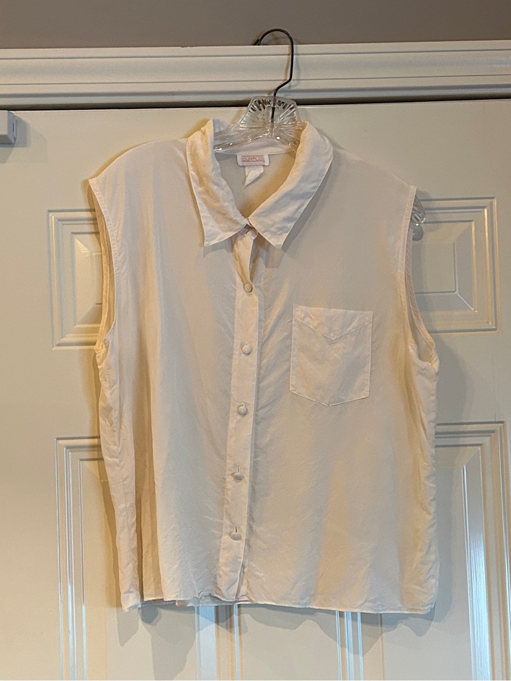 ESCAPADES Sleeveless Button-Up Blouse in Ivory